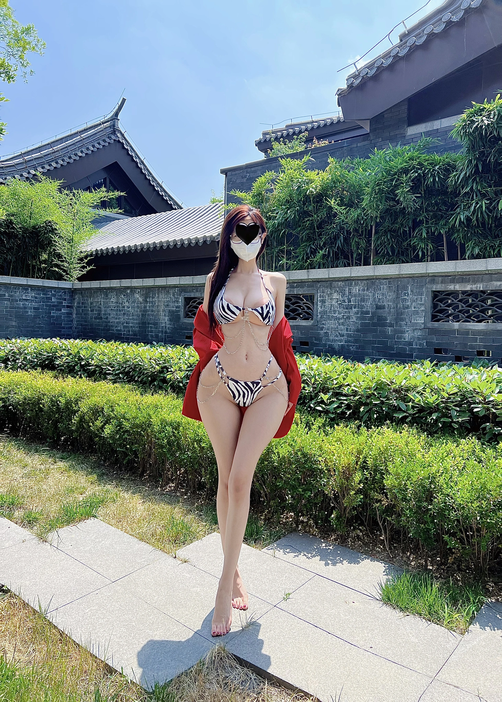 131.脸红Dearie – 微密圈系列 斑马纹比基尼 1
